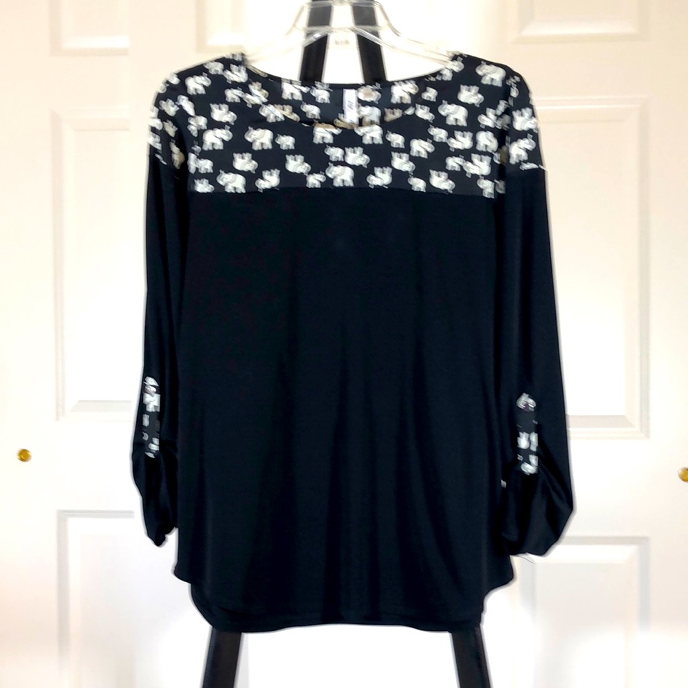 Silky Black Long-sleeved Top